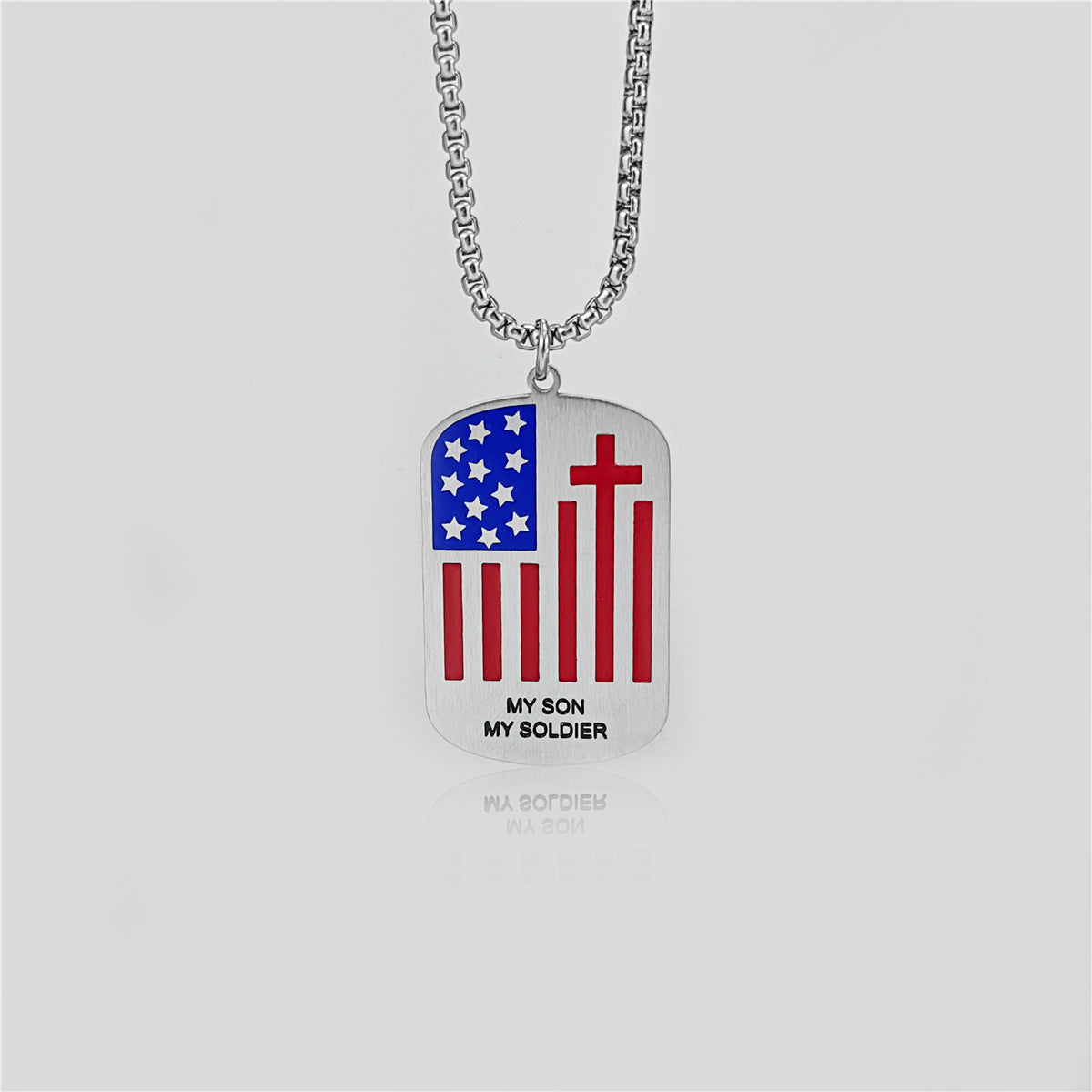 Wholesale American Independence Day Square Series Stainless Steel Necklace ACC-NE-Ruig001