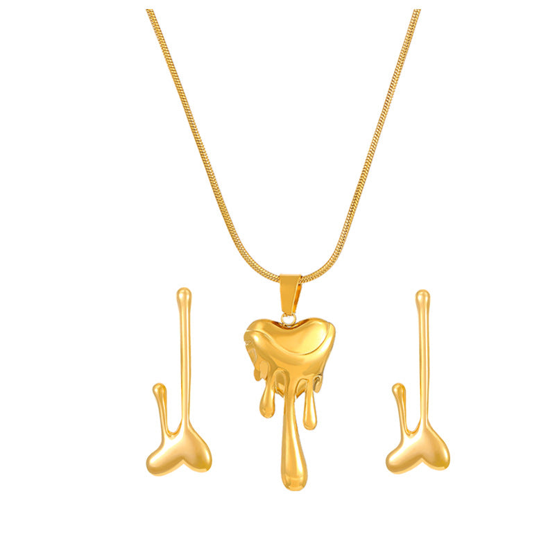 Wholesale Stainless steel water drop pendant necklace earrings accessories