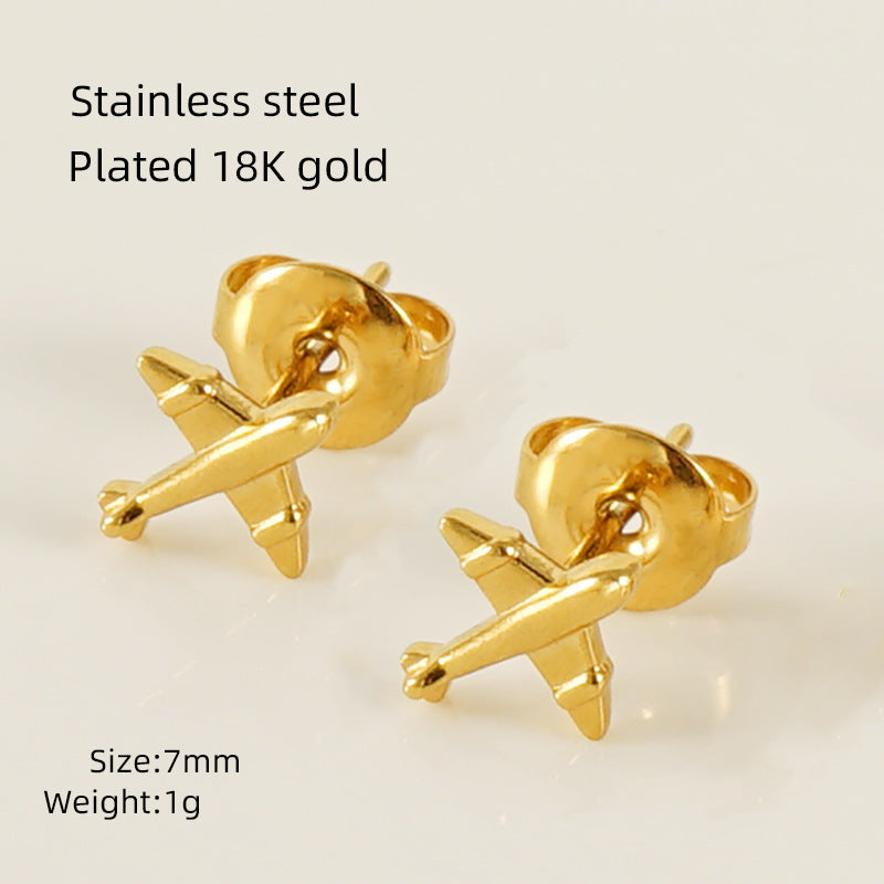 Wholesale European and American Ins Style Mini Titanium Steel Earrings,  Elegant Heart-Shaped Earrings,  18K Stainless Steel Irregular Earrings for Women