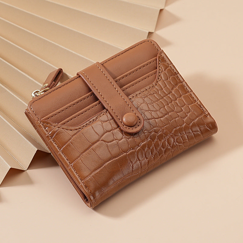 Wholesale Trendy Women' s PU Leather Crocodile Pattern Short Wallet Multi-Card Slot Everyday Fashion Accessory Gift