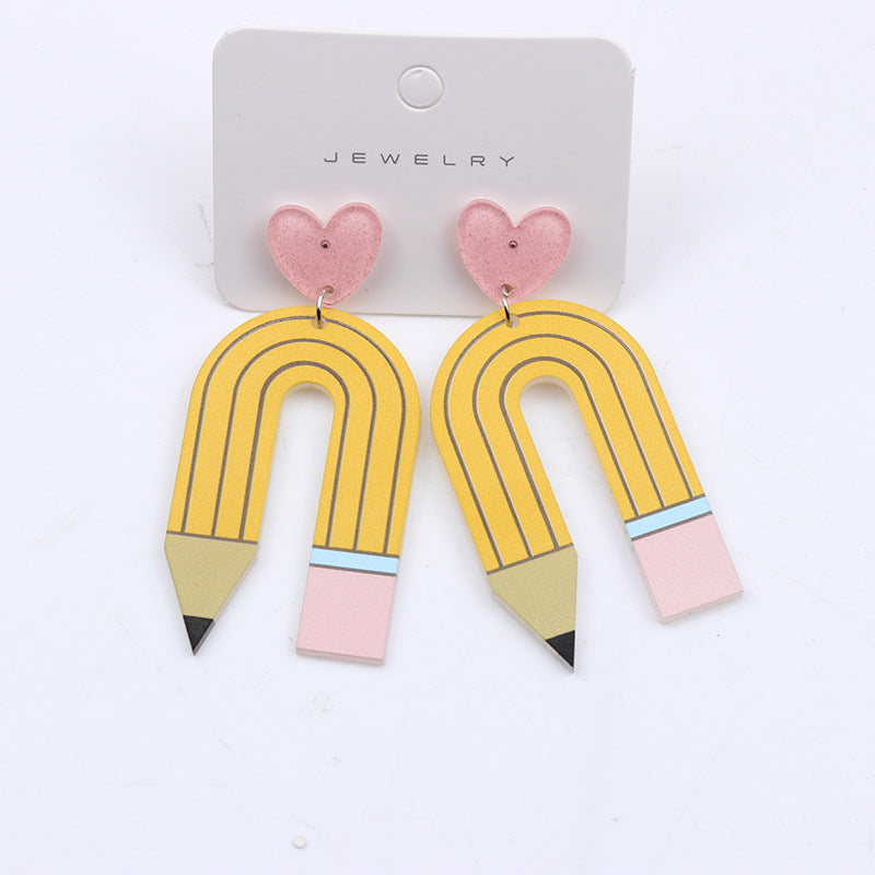 Wholesale Acrylic pencil heart earrings
