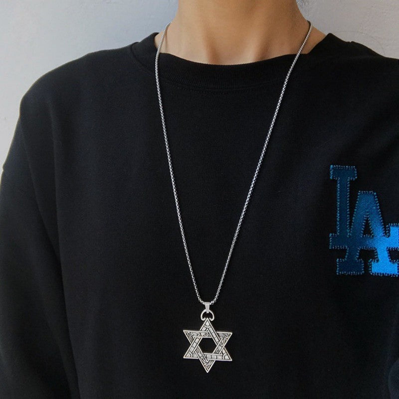 Wholesale Six-pointed Star Necklace Men's Sweater Necklace ACC-NE-Hany002