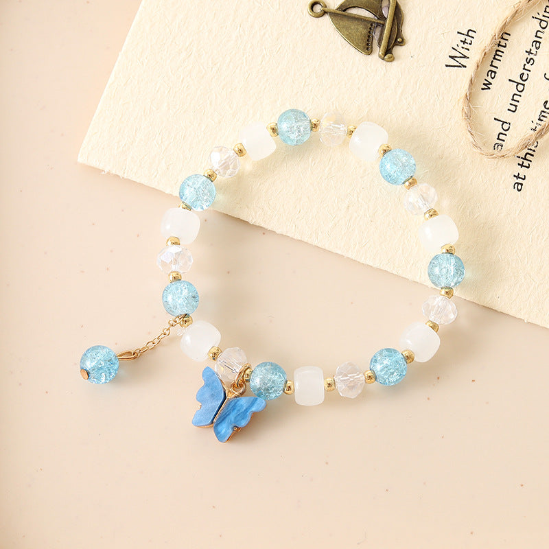 Wholesale Butterfly Ice Crack Floral Crystal Glass Beaded Bracelet ACC-BT-YiL002