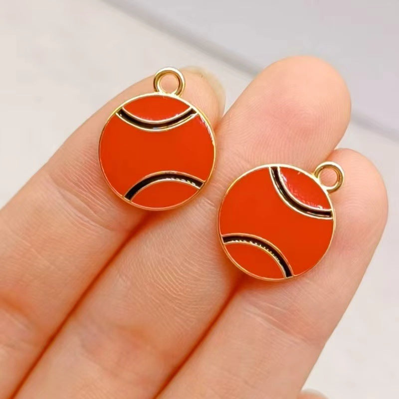 Wholesale DIY Alloy Drip Oil Accessories Sports Equipment Football Basketball Volleyball Pendant Keychain Bracelet Jewelry Pendant