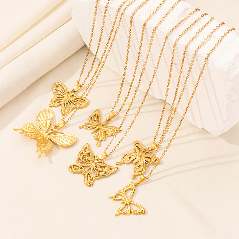 Wholesale  simple fashion Joker stainless steel butterfly necklace