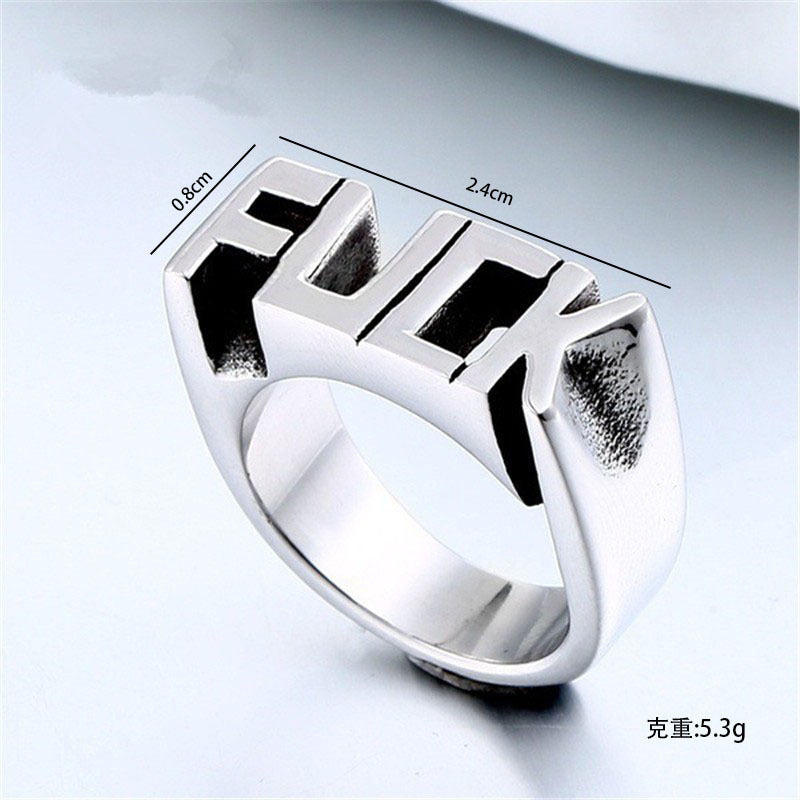 Wholesale retro silver-plated letter ring