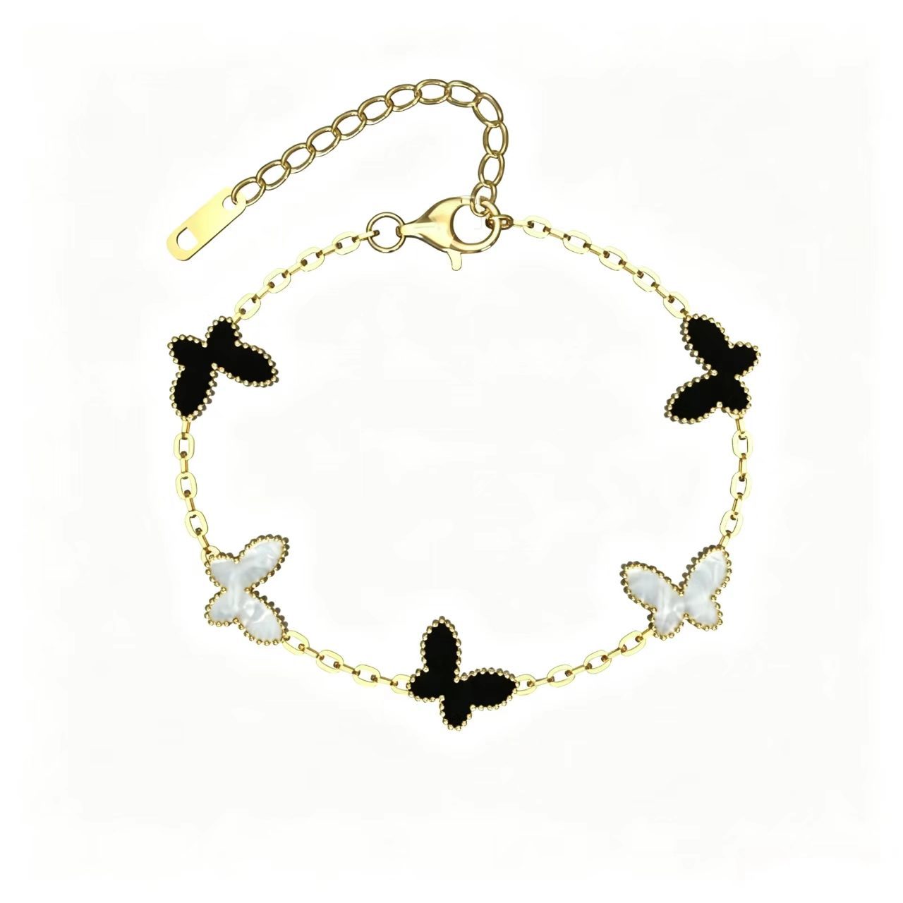 Wholesale Titanium Steel Butterfly Bracelet with Real Gold Plating - Light Luxury Jewelry Accessory for Everyday Wear,  Gift for Girls