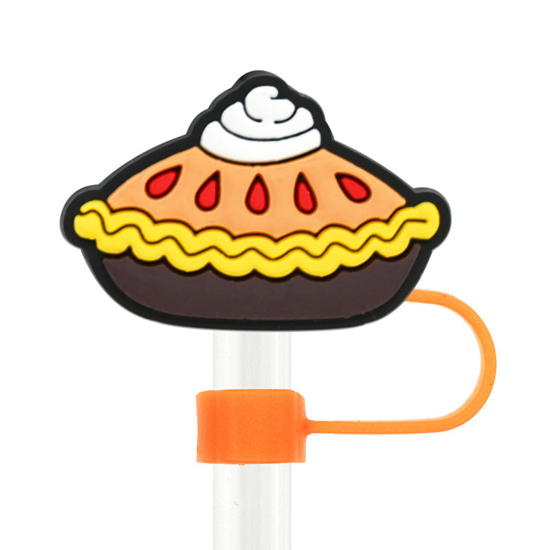 Wholesale Random 100pcs Thanksgiving 10mm PVC Soft Straw Tube Cap ACC-SCR-RYY103