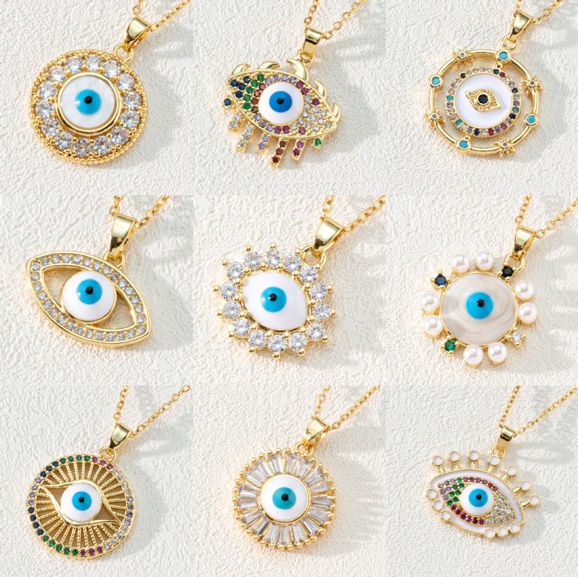 Wholesale Bohemian Evil Eye Pendant Necklace Copper Zircon Drop Oil Fashion Accessory Boutique Resale