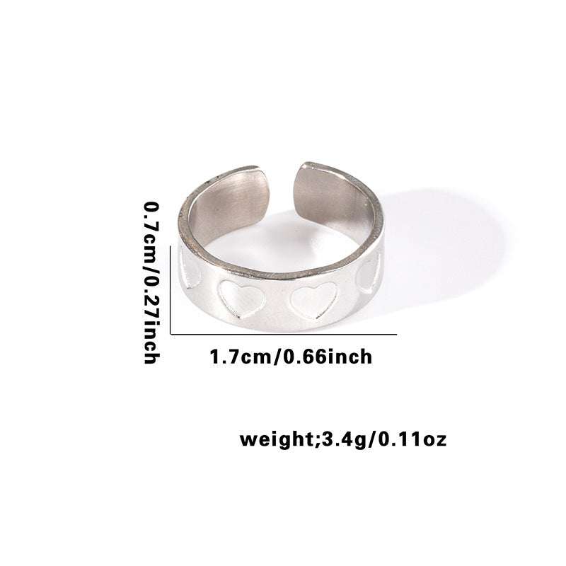 Wholesale Gold Plated Titanium Steel Heart Cut Out Ring Fashion Jewelry Accessory for Everyday Wear