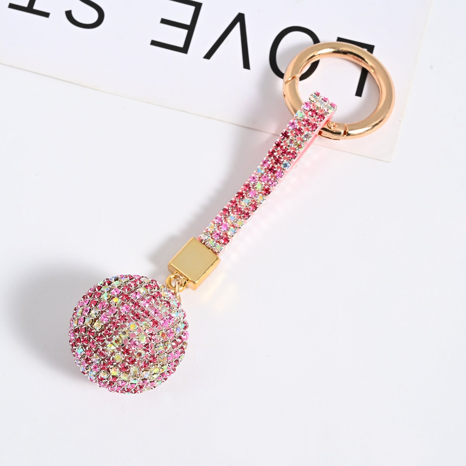 Wholesale PU Rhinestone Claw Chain Ball Keychain