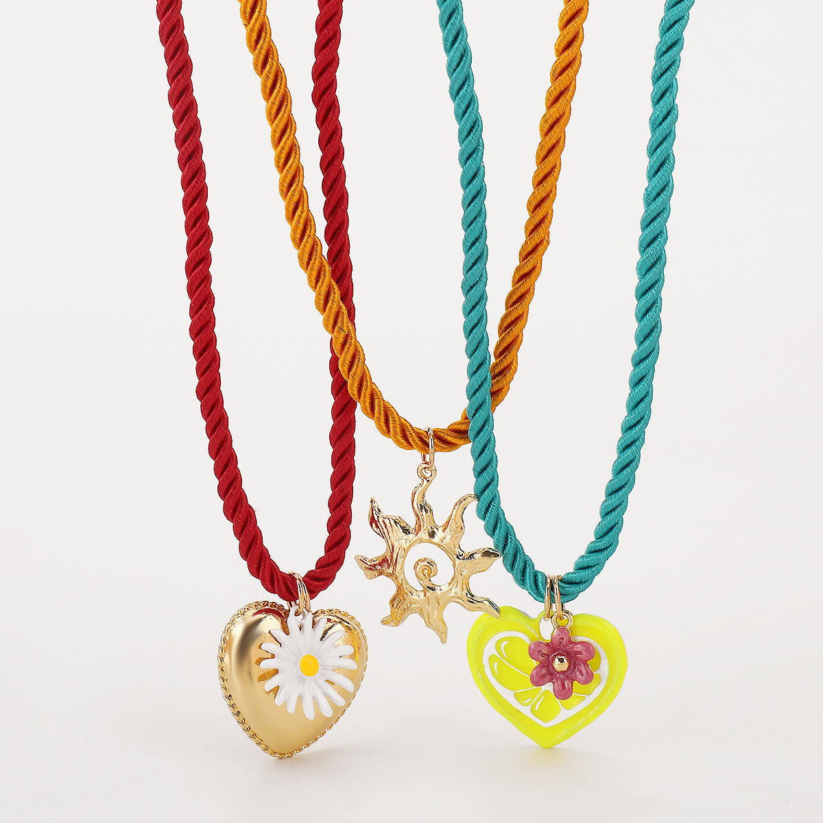 Wholesale Summer Casual Vacation Style Colorful Rope Dopamine Love  Necklace