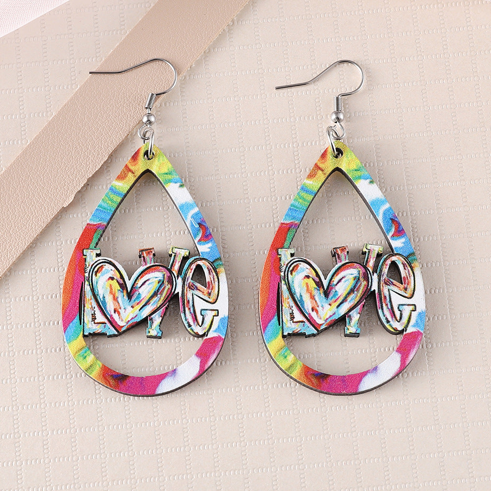 Wholesale Wooden Valentine' s Day Heart Earrings and Necklace Set