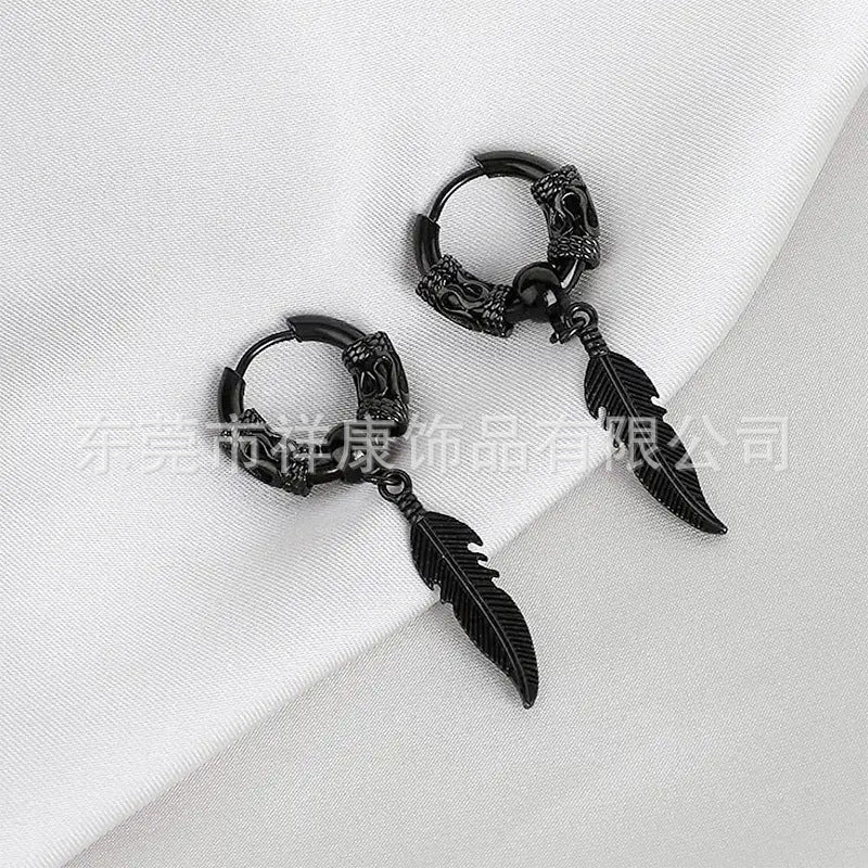 Wholesale Stainless Steel Round Wire Dragon Pattern Earrings