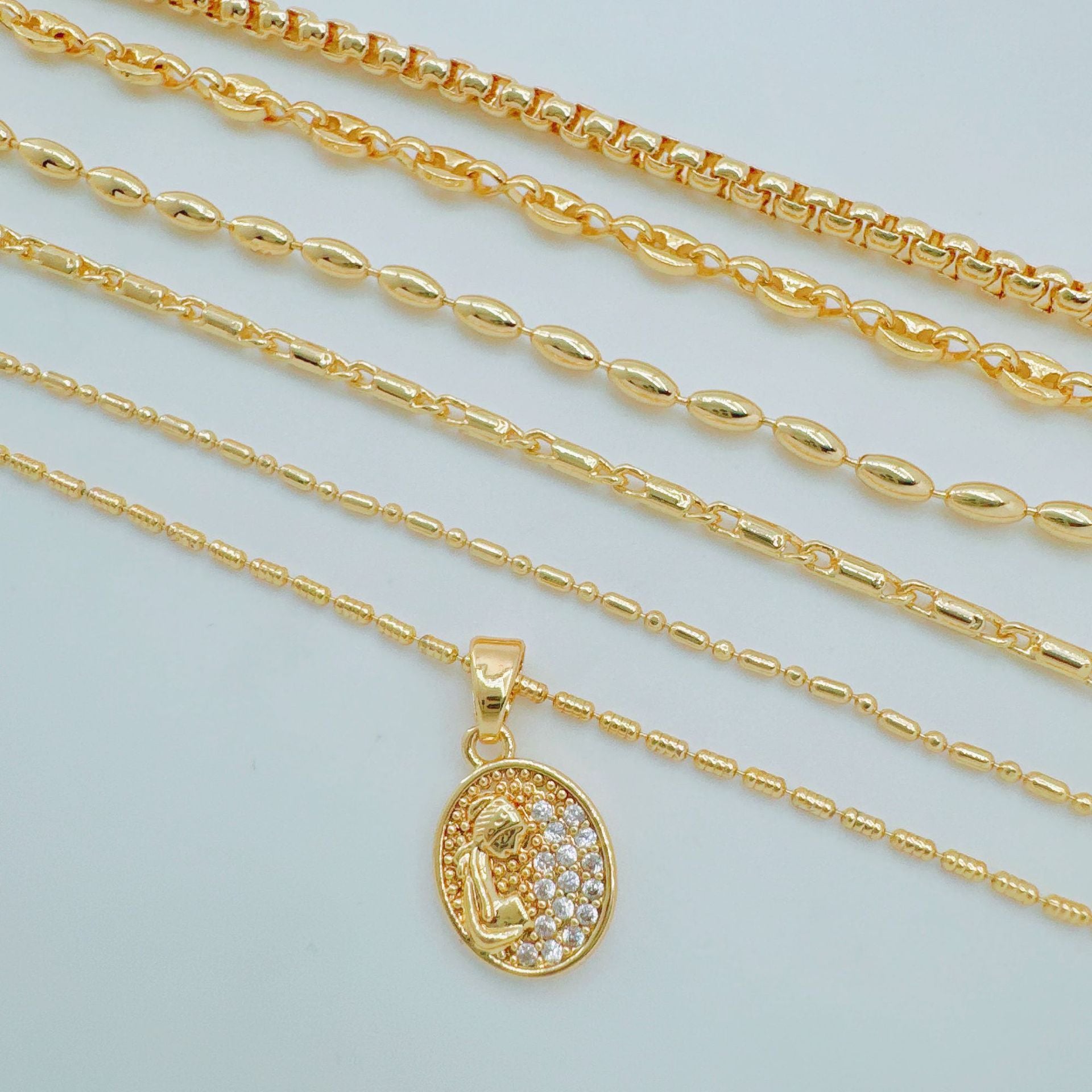 Wholesale Retro Gold Plated Copper Twist Necklace Chain for Layering Jewelry Accessory