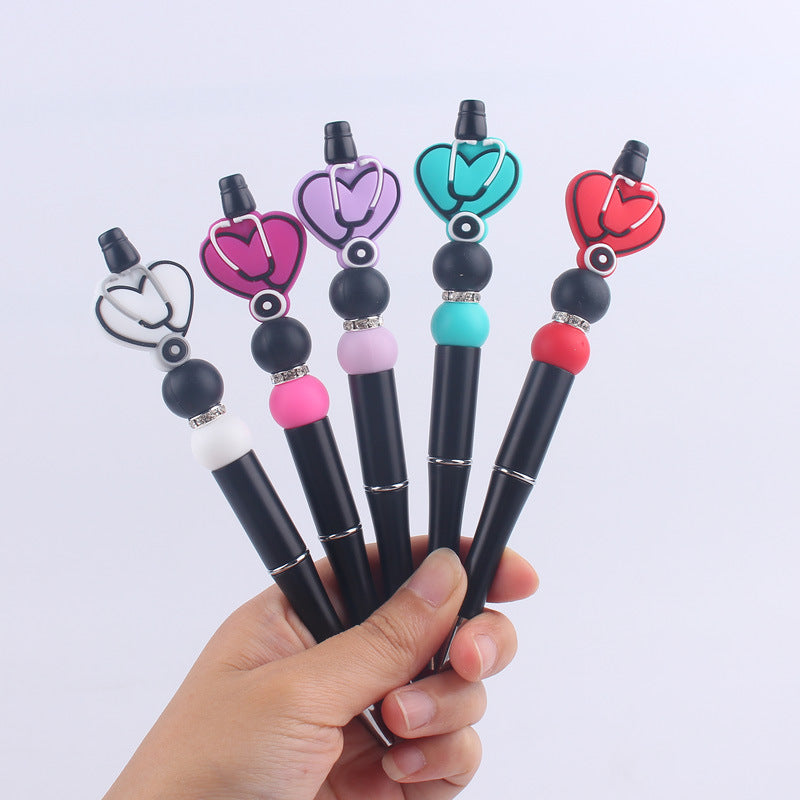 Wholesale Beaded Pen Stethoscope Love Silicone Ballpoint Pen