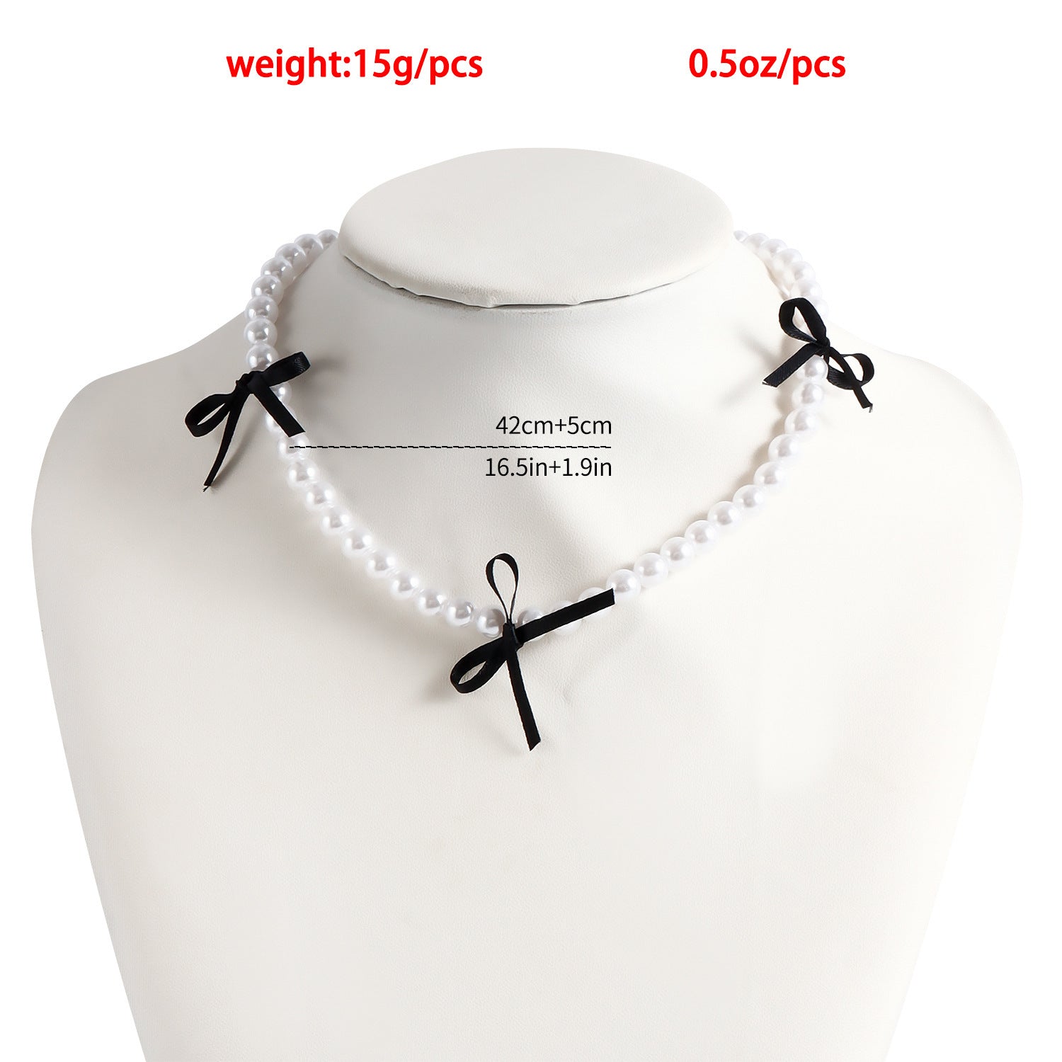 Wholesale Light Luxury Pearl Necklace Black Ribbon Bow Collarbone Chain Necklaces