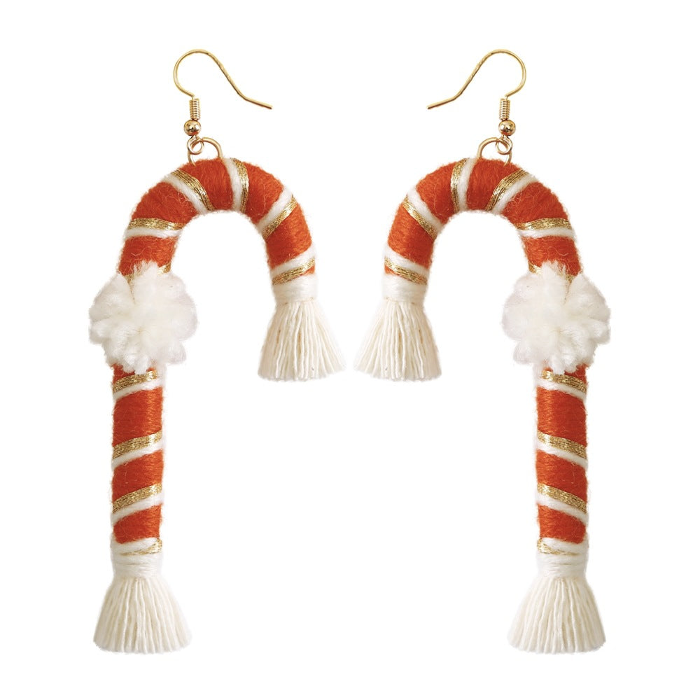 Wholesale Christmas crutches cartoon vintage earrings