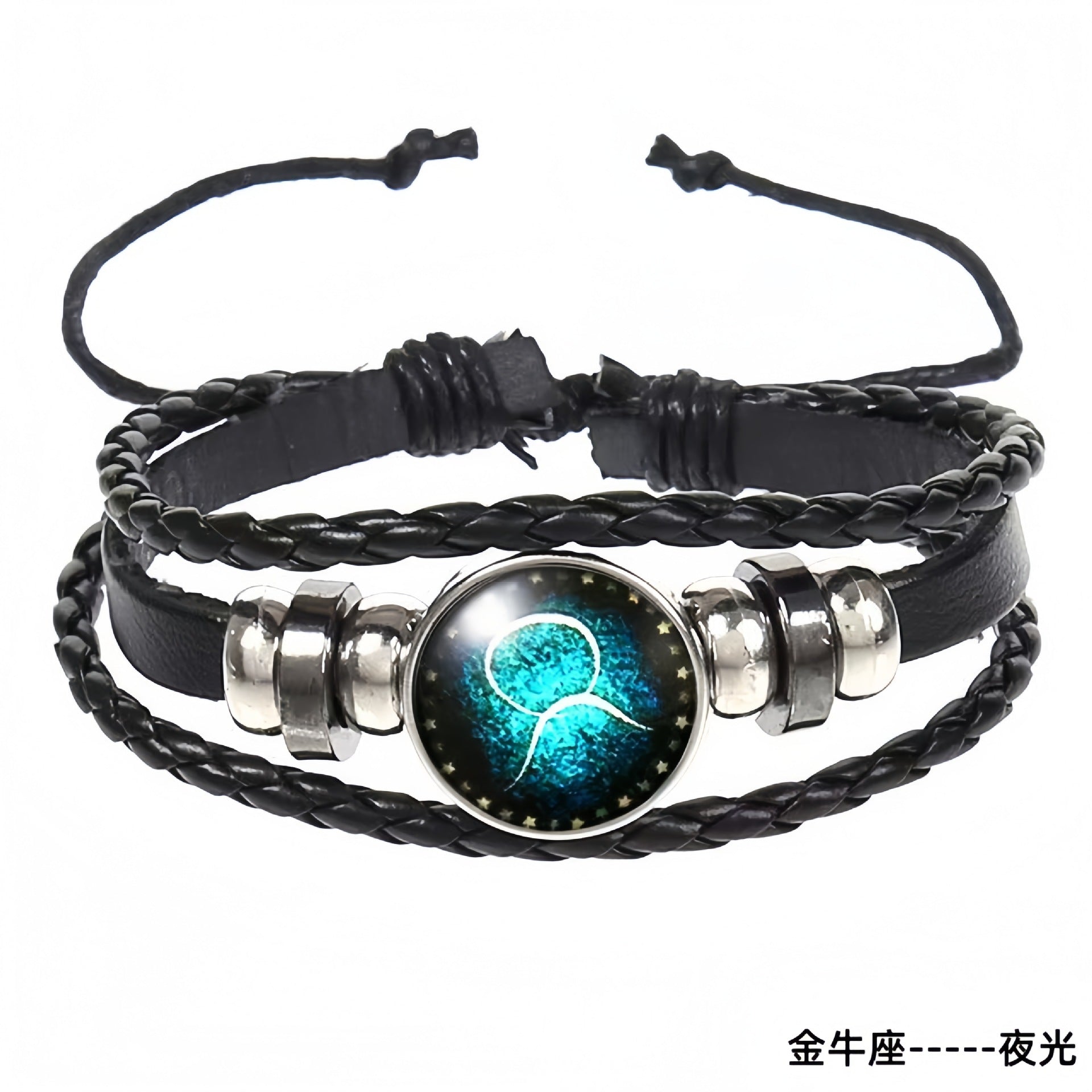 Wholesale Artificial Leather Contion Bracelet,  Unisex Glow in Dark Zodiac Jewelry,  Travel Souvenir Gift for Resale