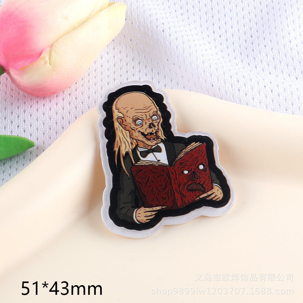 Wholesale  10pcs DIY Flatback cartoon character Acrylic Flatback Badge Reels Retractable Keychain DIY Accessories