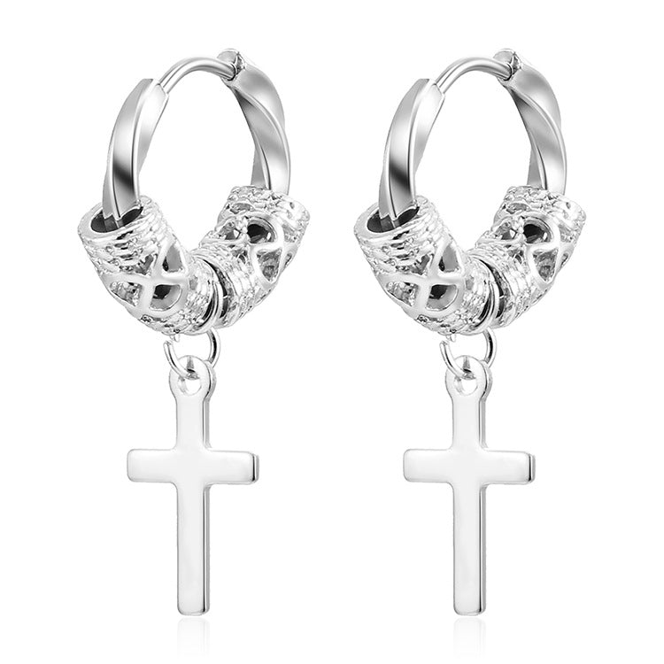 Wholesale Stainless Steel Earrings 18K Plated Cross Heart Bow Earrings ACC-ES-MuShan006