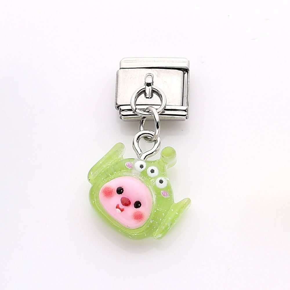 Wholesale 10pcs Italian Charm Bracelet 9mm DIY Splicing Cute Cartoon Stainless Steel Composable Bracelet ACCVIP