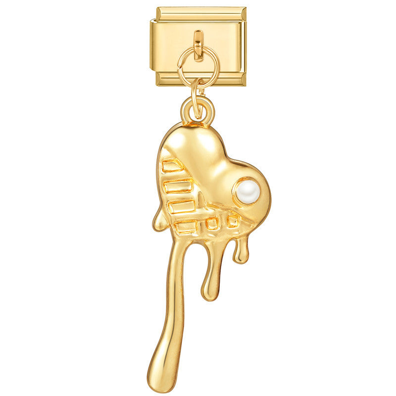 Wholesale Italian Charm Bracelet 9mm DIY Splicing Gold Heart Pendant Stainless Steel Composable Bracelet