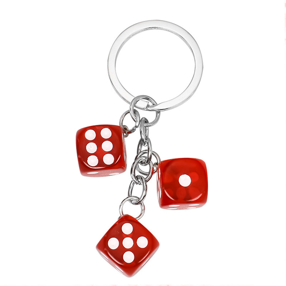 Wholesale Creative Resin Dice Keychain Bag Charm - Black,  Cross/ Crown/ Roman Numeral Pattern,  Chic Car Key Accessory