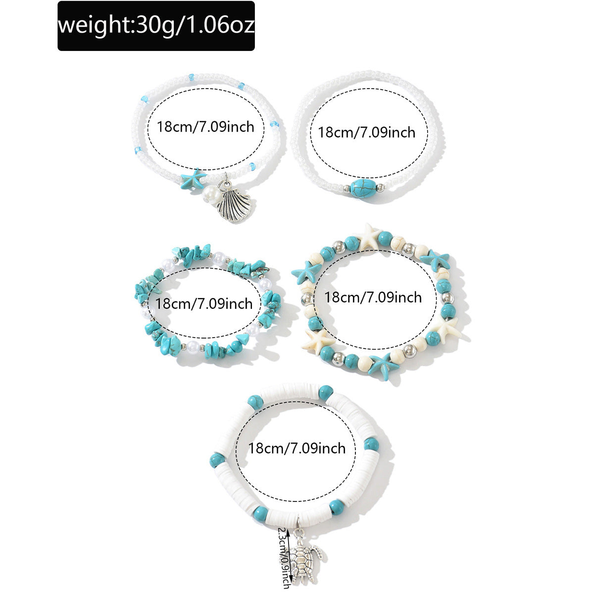 Wholesale Handmade Turquoise Bead Bracelet with Turtle Pendant Beach Summer Jewelry Accessory