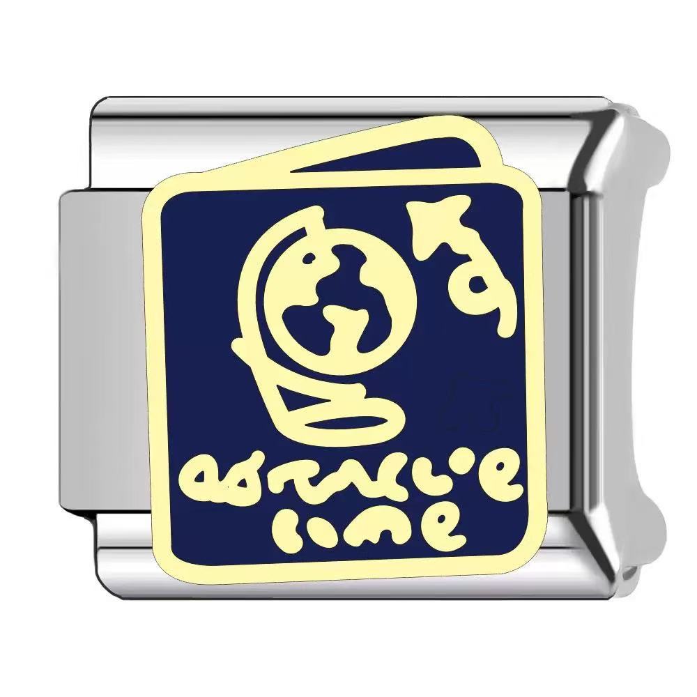 Wholesale  Italian Charm Bracelet 9mm DIY dripping paint Creative Stainless Steel Composable Bracelet