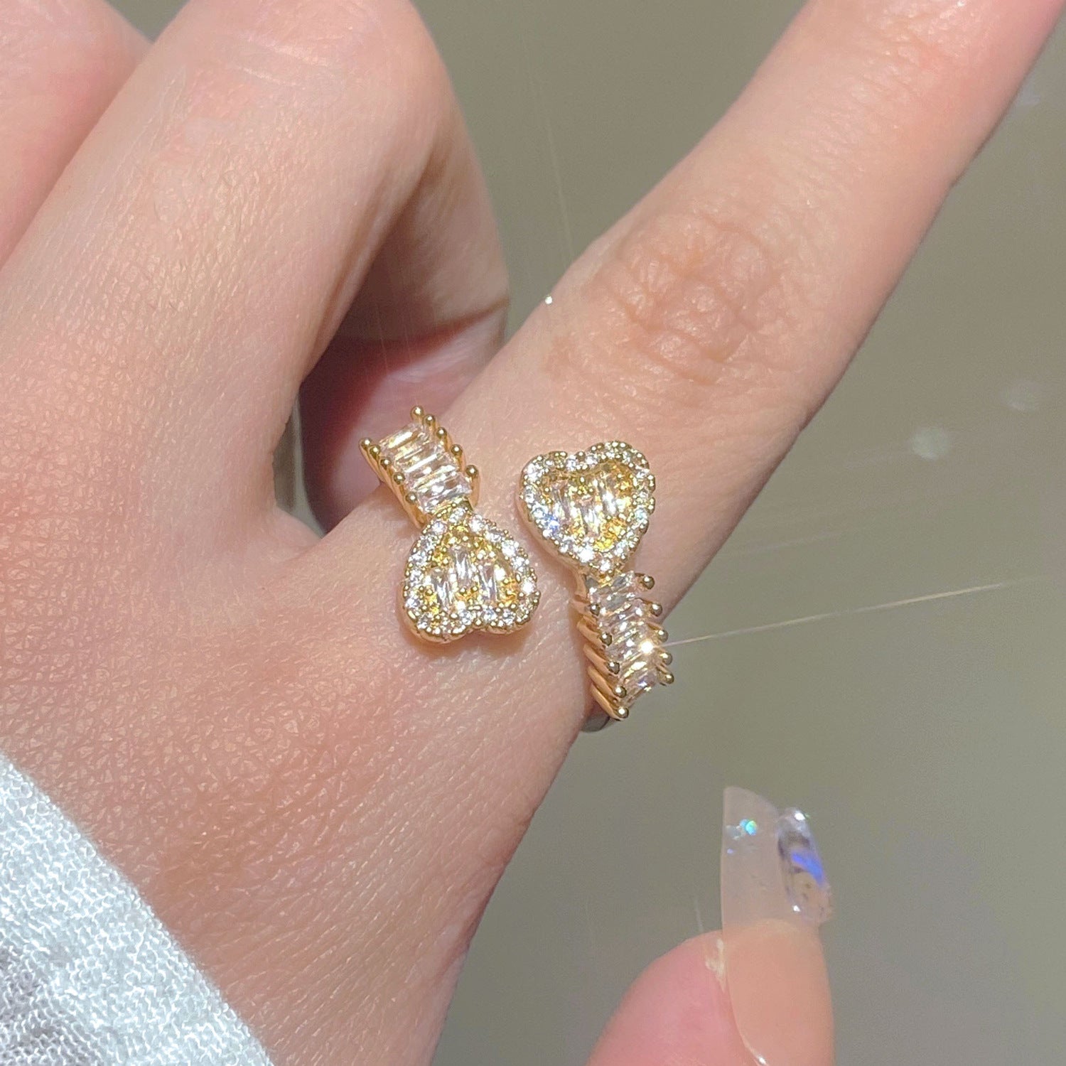 Wholesale  Light Luxury  Love Ring  Open Finger Ring