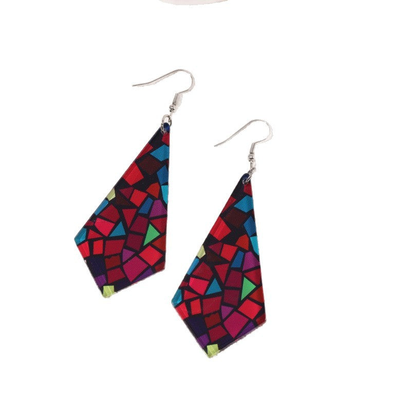 Wholesale 2D color geometric acrylic earrings
