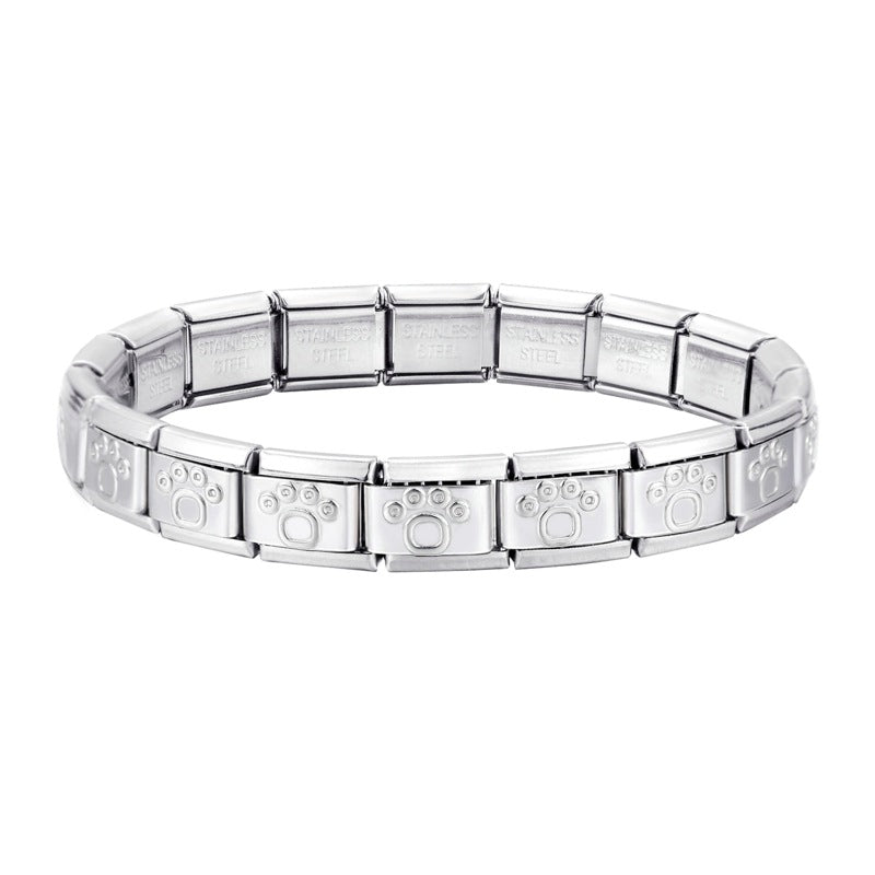 Wholesale 9mm Italian Charm Starter Bracelets DIY square Single Section Creative Stainless Steel Composable Bracelet