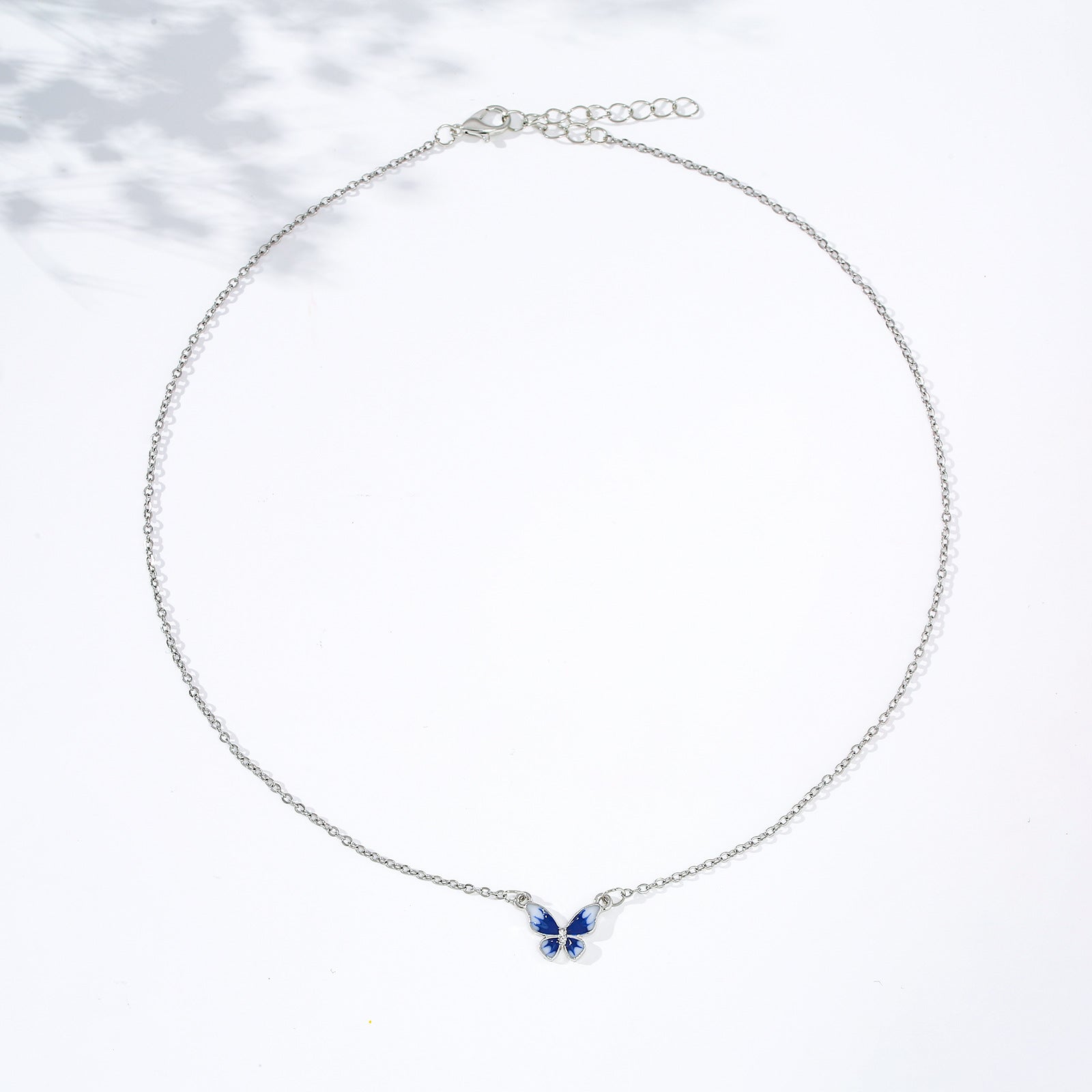 Wholesale alloy gradient blue butterfly necklace