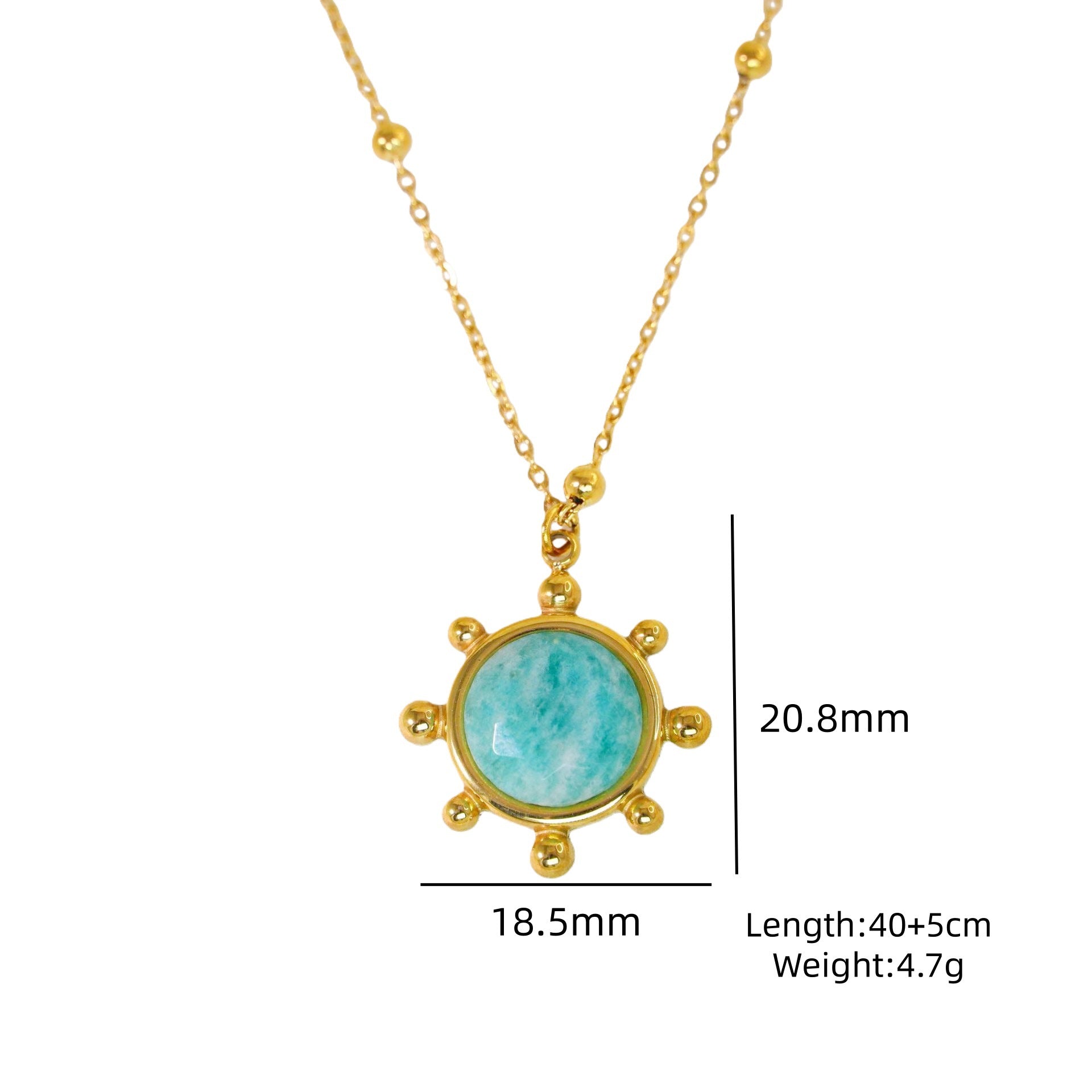 Wholesale Light Luxury Blue Tianhe Stone 14K Gold Plated Titanium Steel Necklace,  Fashion Jewelry Accessory Gift
