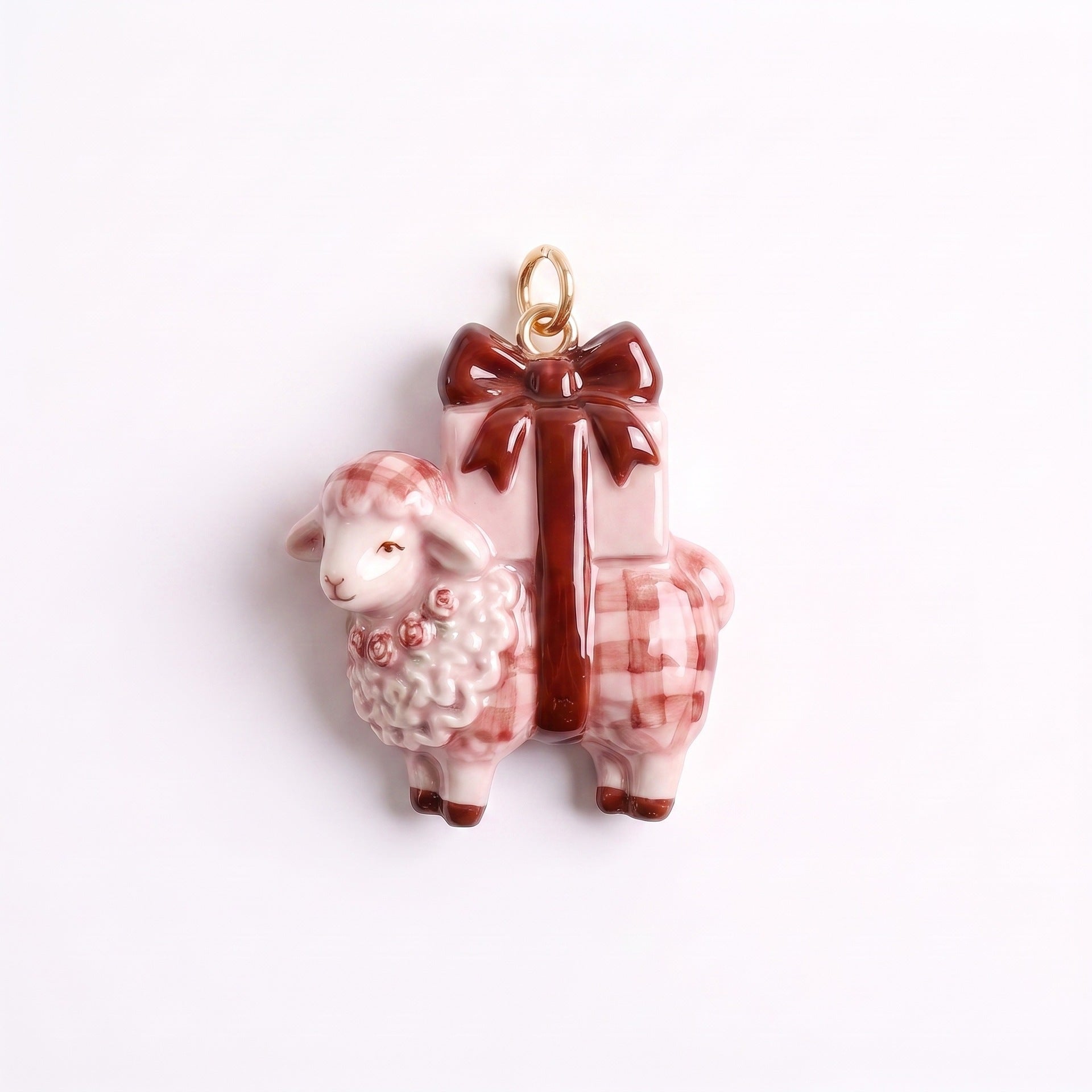 Wholesale Lolita pink checkered sheep enamel pendant,  hot air balloon teacup,  sheep DIY bracelet,  necklace,  earrings,  jewelry accessories