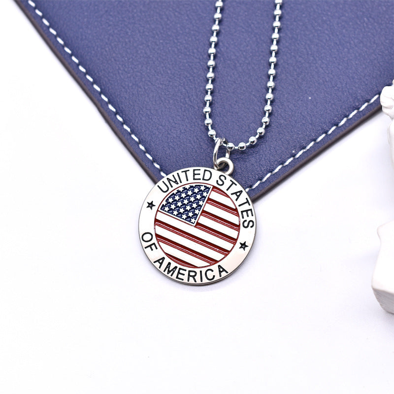 Wholesale  Independence Day American flag zinc alloy necklace
