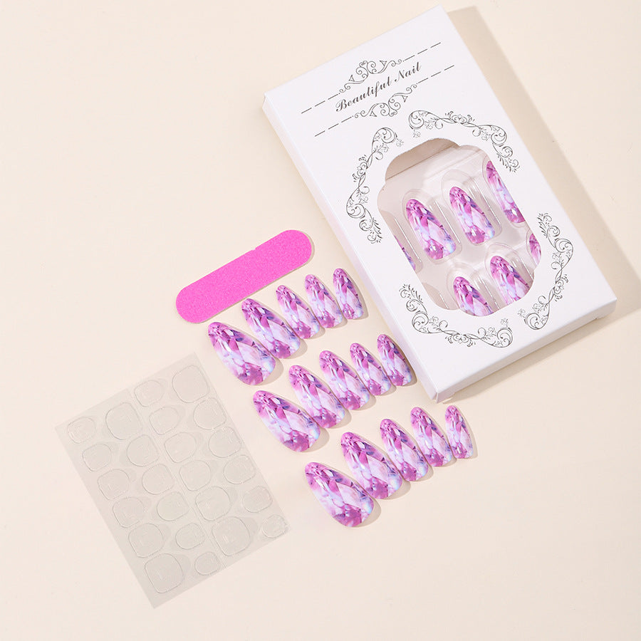 Wholesale 24pcs/box Glitter Nail Stickers Crystal Gradient Wearable Nails Press-on Nail Set ACC-NS-HaoYi034