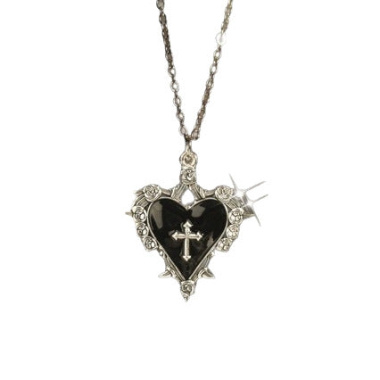 Wholesale Gothic Cross Heart Pendant Necklace Purple Metal Jewelry Accessory Gift