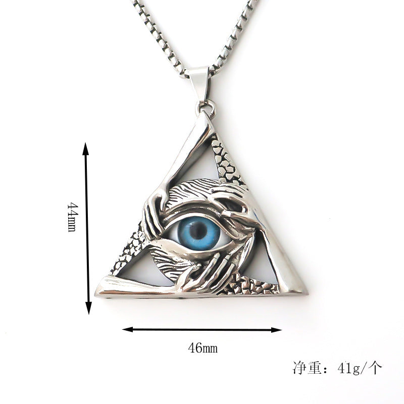 Wholesale Silver Alloy Geometric Eye Of Horus Pendant Necklace Stylish Men S Fashion Jewelry Accessory