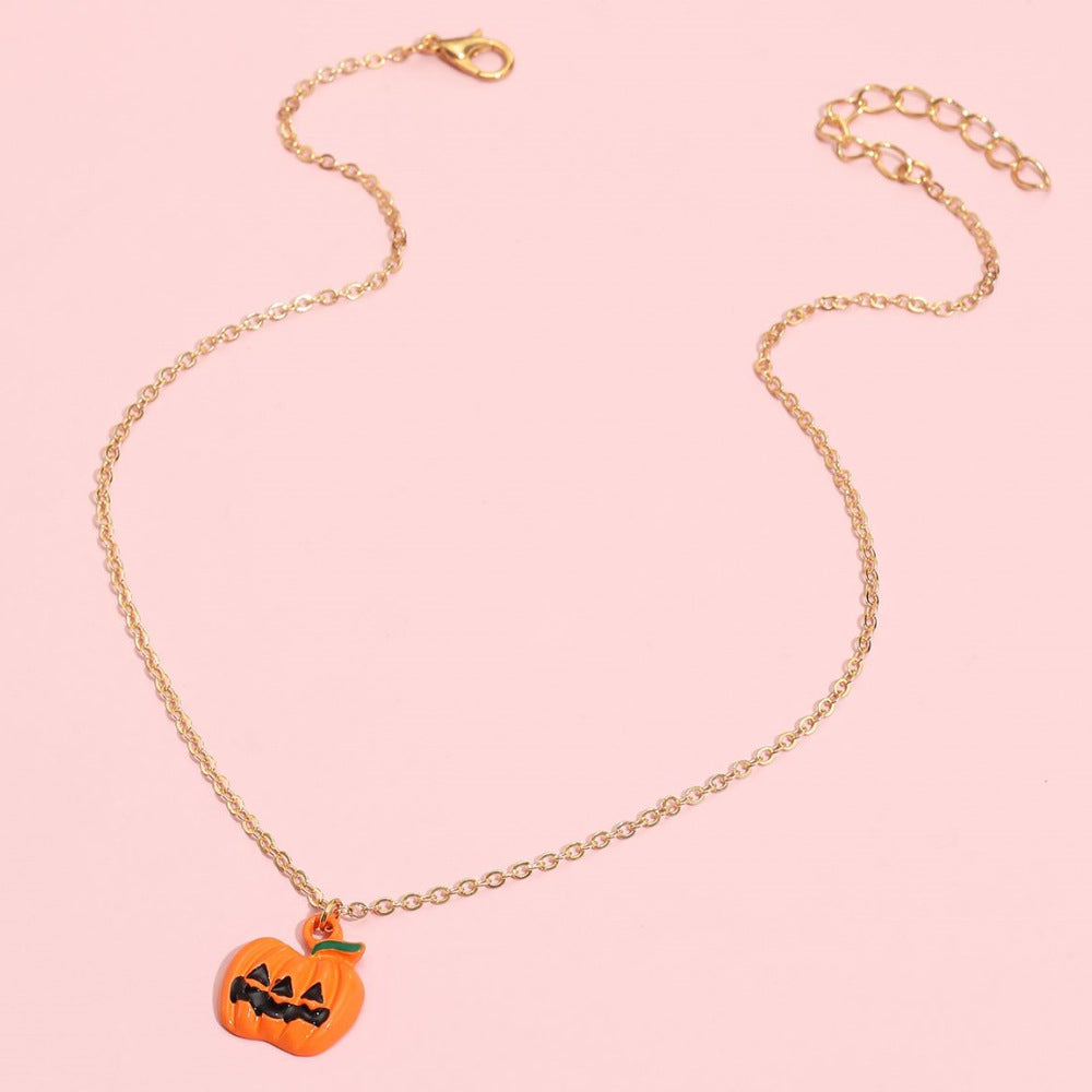 Wholesale   alloy oil drop clavicle chain Pumpkin ghost grimace faceless necklace
