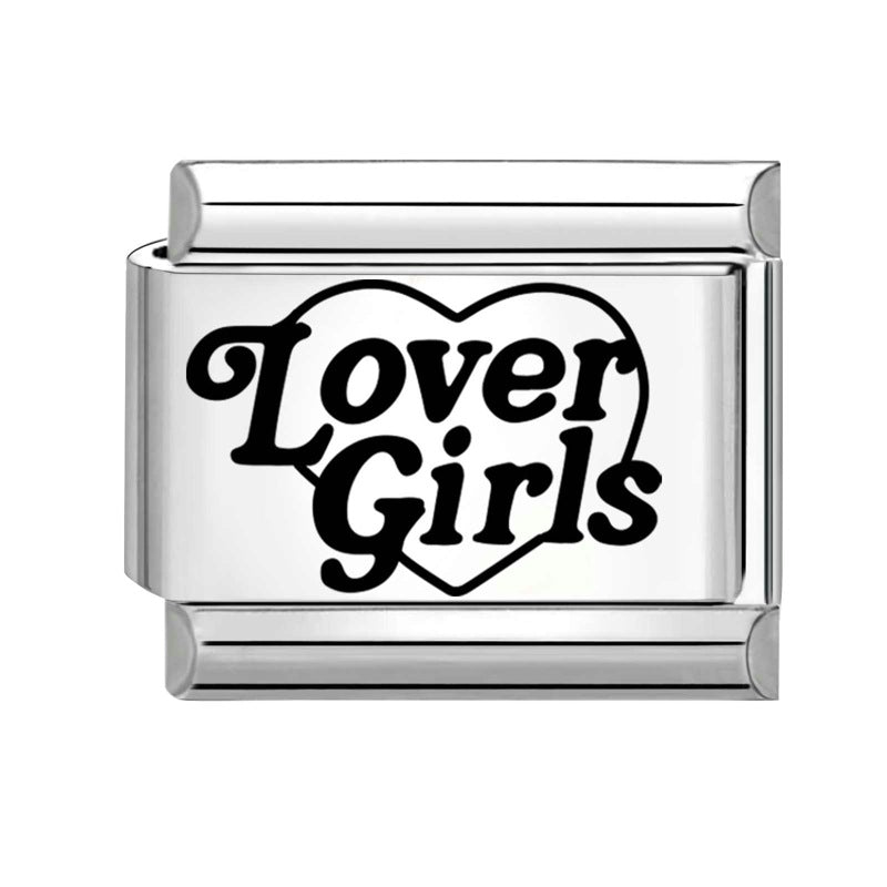 Wholesale Italian Charm Bracelet 9mm DIY Splicing Black and White Lettering Stainless Steel Composable Bracelet