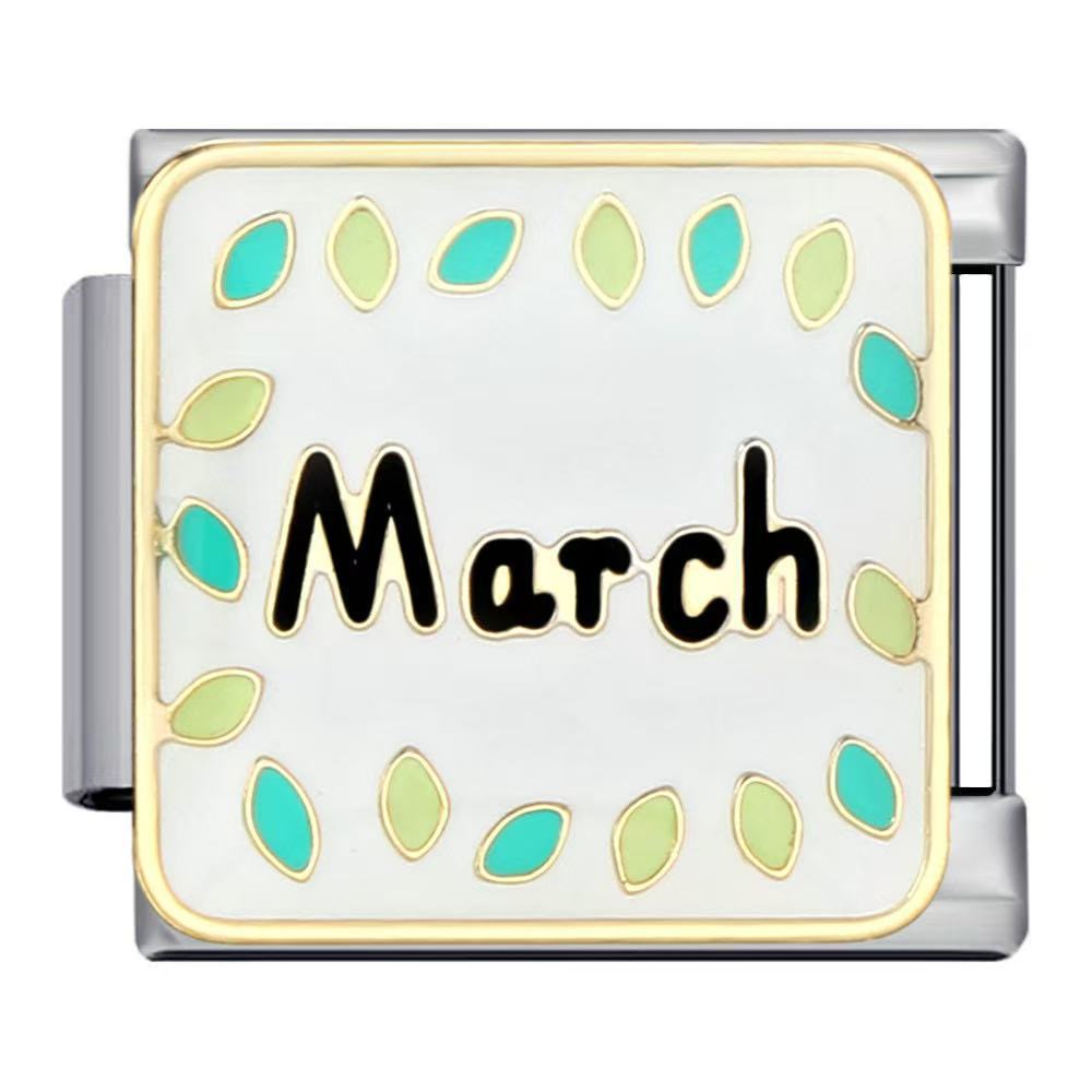 Wholesale Italian Charm Bracelet 9mm DIY Splicing Month Series Stainless Steel Composable Bracelet