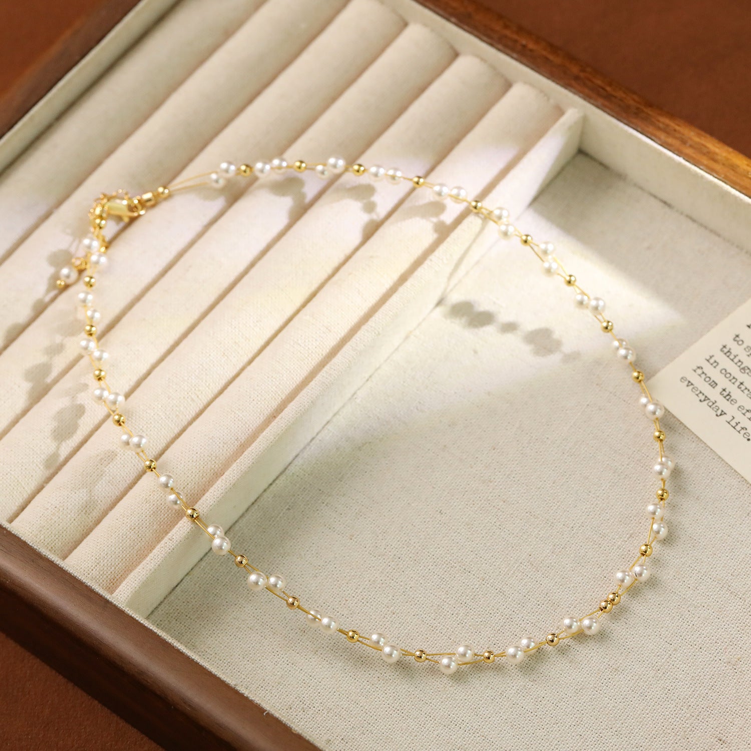 Wholesale Layered Pearl Necklace,  Gold Tone Chain,  Pearl Pendant,  Spring Summer Travel Jewelry,  Boutique Resale