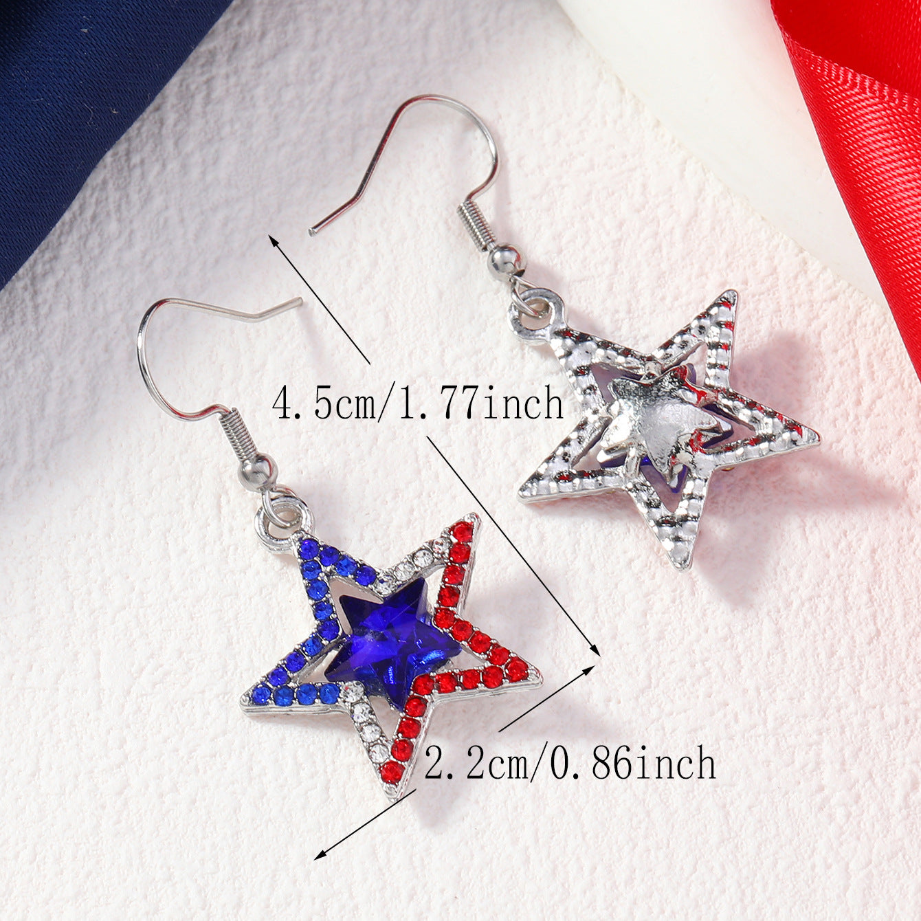 Wholesale American Independence Day Alloy Diamond Five-Pointed Star Earrings ACC-ES-MT006