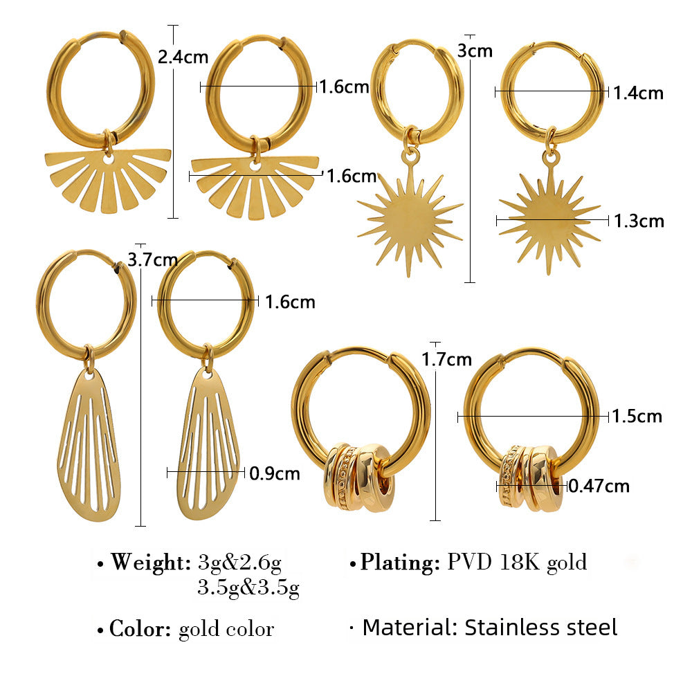 Wholesale 14K Gold Fadeless Stainless Steel Earrings