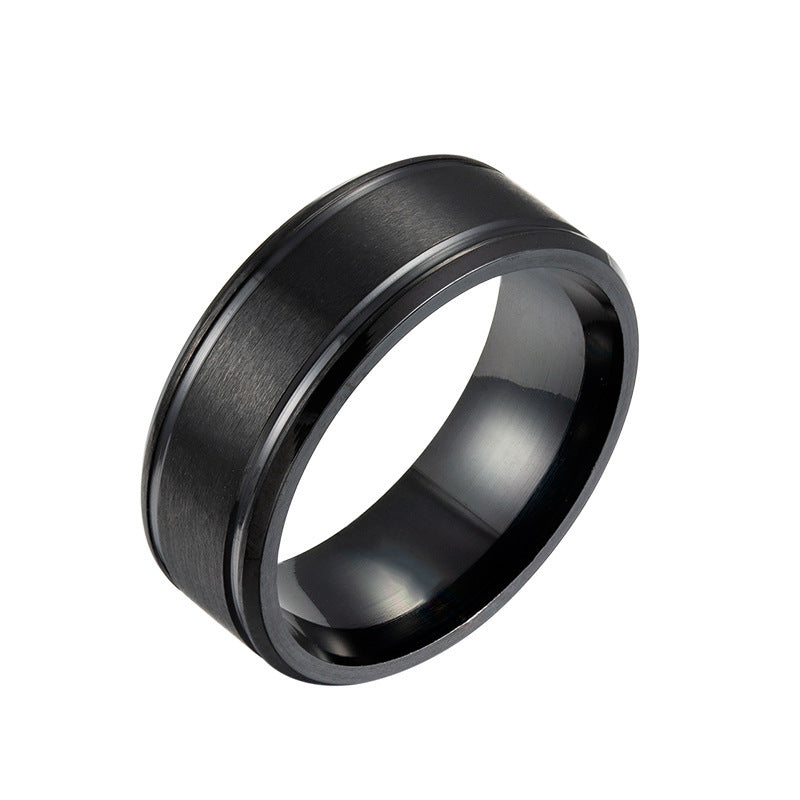 Wholesale  Men's  Electroplated Black Combination Stainless Steel Ring