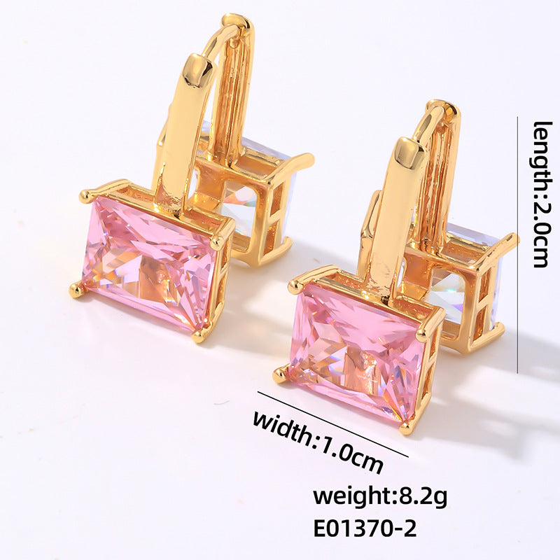 Wholesale Double Sided Square Zircon Earrings ACC-ES-MOXI003