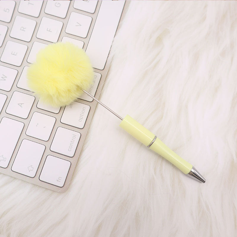 Wholesale Pom Pom Beadable Pen Leopard Print Hair Ball DIY Beaded Ballpoint Pen ACC-PN-CY003