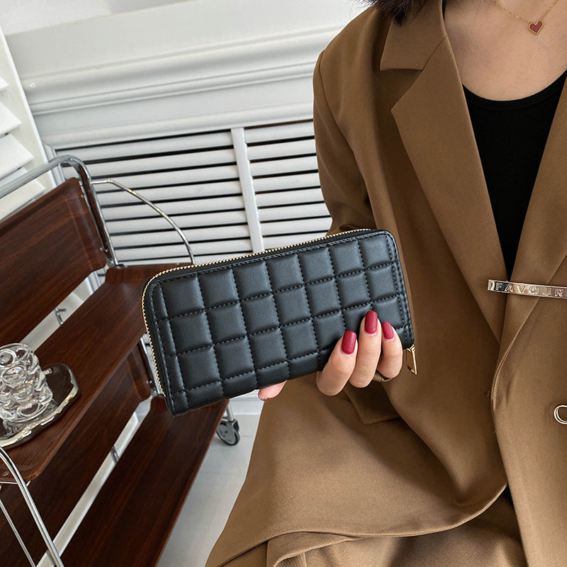 Wholesale PU Embossed Checkered Long Wallet ACC-WT-Kuans003